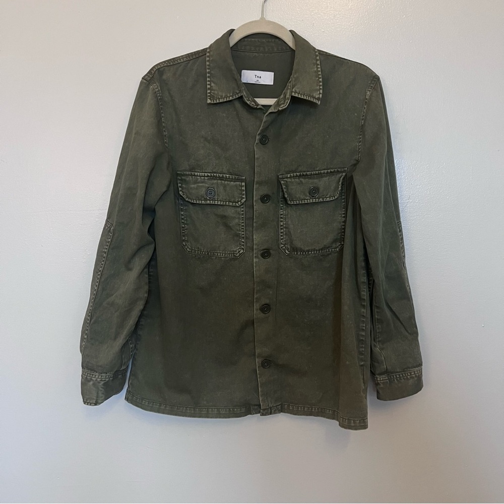Aritzia TNA 100% Cotton Green Shirt Jacket